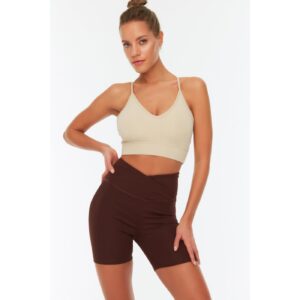 Trendyol Brown Wrapped Waist Detail Ribbed