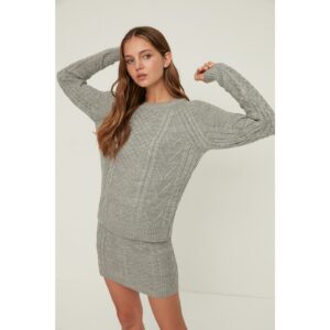 Trendyol Gray Knitted Detailed Sweater-SkirtKnitwear