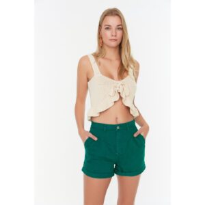 Trendyol Green Denim Shorts with Folded