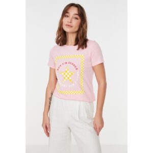 Trendyol Pink Printed Basic Knitted