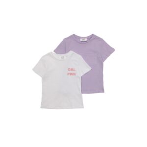 Trendyol White-Lilac 2-Pack Printed Girl's Knitted