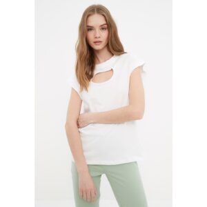 Trendyol White Cut Out Detailed Basic