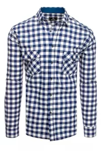 Men's white and navy blue checkered shirt Dstreet
