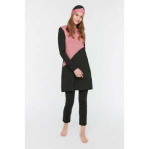 Trendyol Dried Rose Color Block Long Sleeve Knitted 3-piece