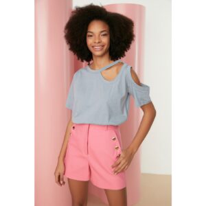 Trendyol Light Gray Cut Out Detailed Loose