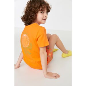 Trendyol Orange Printed Boy Knitted