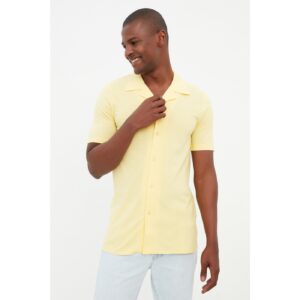 Trendyol Yellow Men's Slim Fit Cropped Collar Short Sleeve