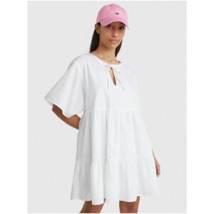 Bílé dámské volné šaty Tommy Jeans -