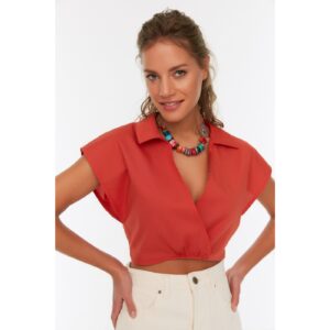 Trendyol Cinnamon Shirt Collar Detailed