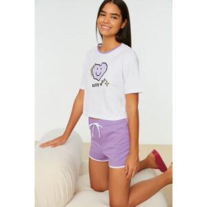 Trendyol Lilac Printed Knitted