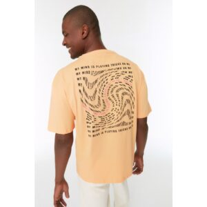 Trendyol Orange Men's Relaxed Fit Crew Neck Short Sleeve Printed