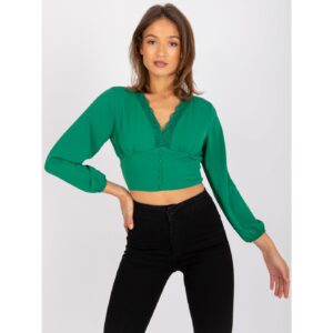 Agathe green V-neck blouse