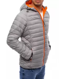 Gray men's quilted transitional jacket