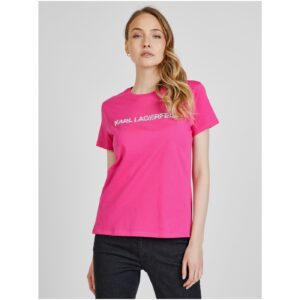 Tmavě růžové dámské tričko KARL LAGERFELD -