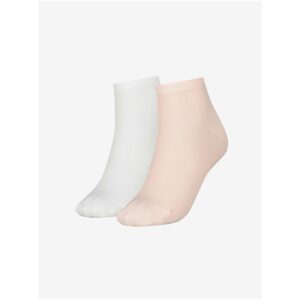Tommy Hilfiger Sada dvou párů dámských ponožek v bílé a růžové