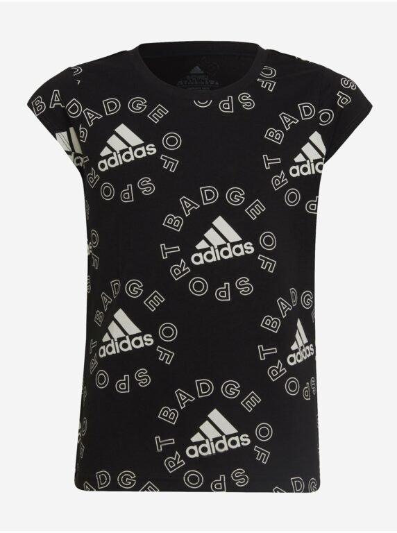 Černé holčičí vzorované tričko adidas