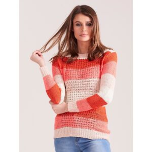 Coral-pink striped sweater