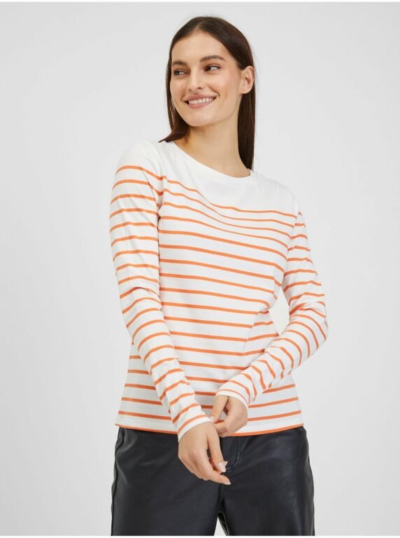 Orsay Oranžovo-bílé dámské pruhované tričko