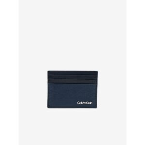 Tmavě modré pánské kožené pouzdro na karty Calvin Klein -