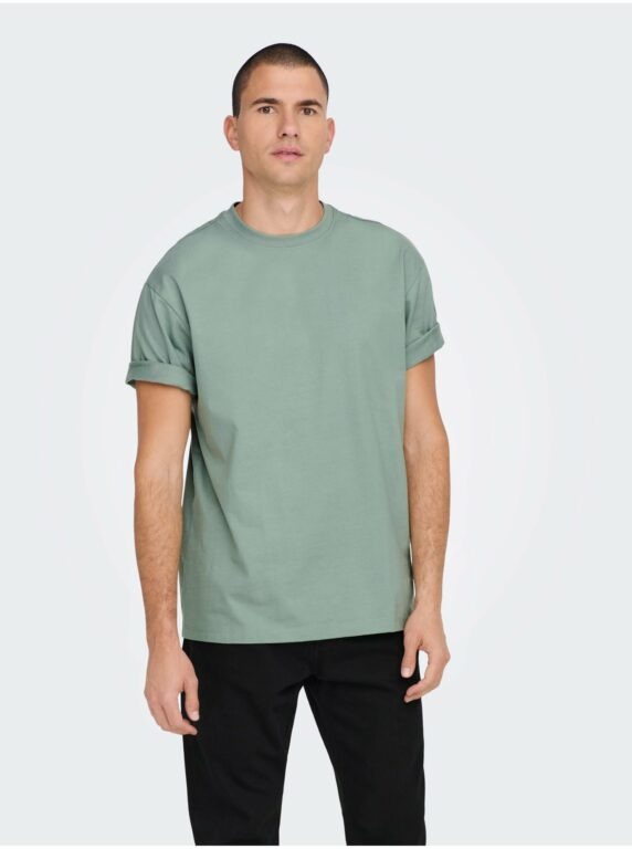 Zelené pánské basic tričko ONLY &