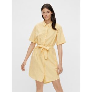 Žluté pruhované košilové šaty Pieces Tampa