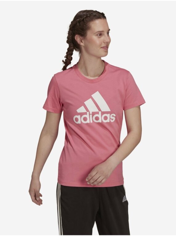 Růžové dámské tričko s potiskem adidas Performance