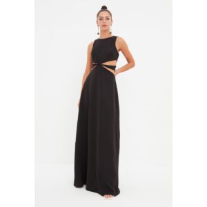 Trendyol Black Waist Detailed Evening Dress &