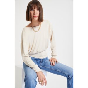 Trendyol Stone Basic Knitted Blouse with Low