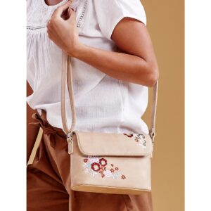 Beige handbag with floral