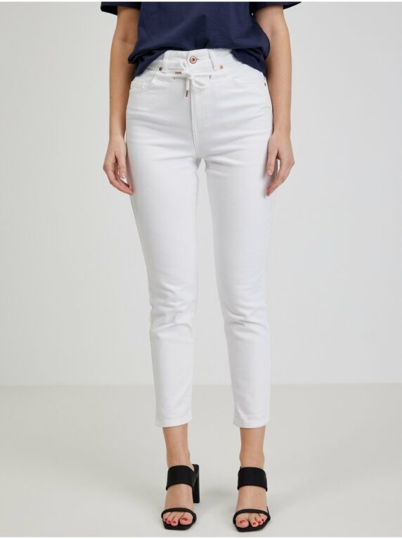 Bílé dámské slim fit džíny