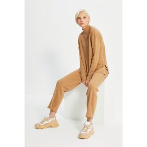 Trendyol Camel Slit And Button Detailed Sweater
