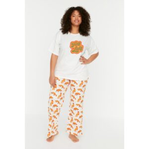 Trendyol Curve White Printed Knitted Pajamas
