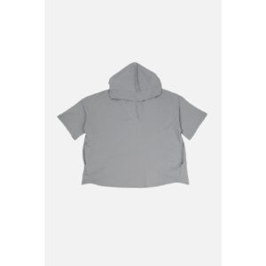 Trendyol Gray Hooded Basic Sport T-Shirt with
