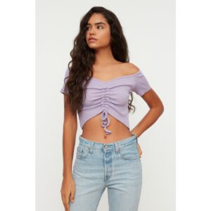 Trendyol Lilac Pleated Knitted