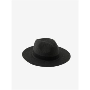 Černý slaměný klobouk Pieces Vyra
