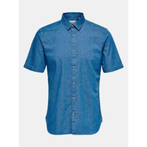 Modrá džínová košile s krátkým