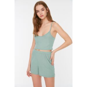Trendyol Green Crop Camisole Knitted Pajamas