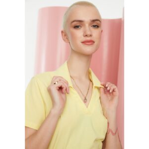 Trendyol Yellow V-Neck Crop Knitted