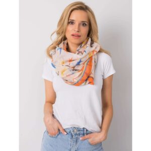 Beige and orange scarf with a colorful