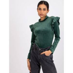 Green velor blouse with