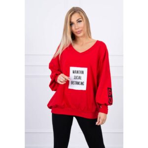 Oversized V-neck sweatshirt red