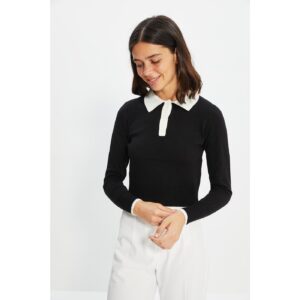 Trendyol Black Polo Collar Knitwear
