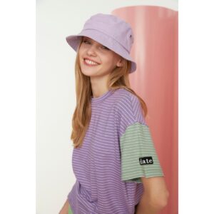 Trendyol Lilac Striped Loose Knitted