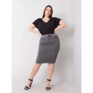 Dark gray melange cotton skirt of