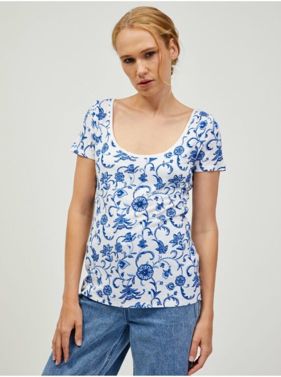 Modro-bílé vzorované tričko ORSAY