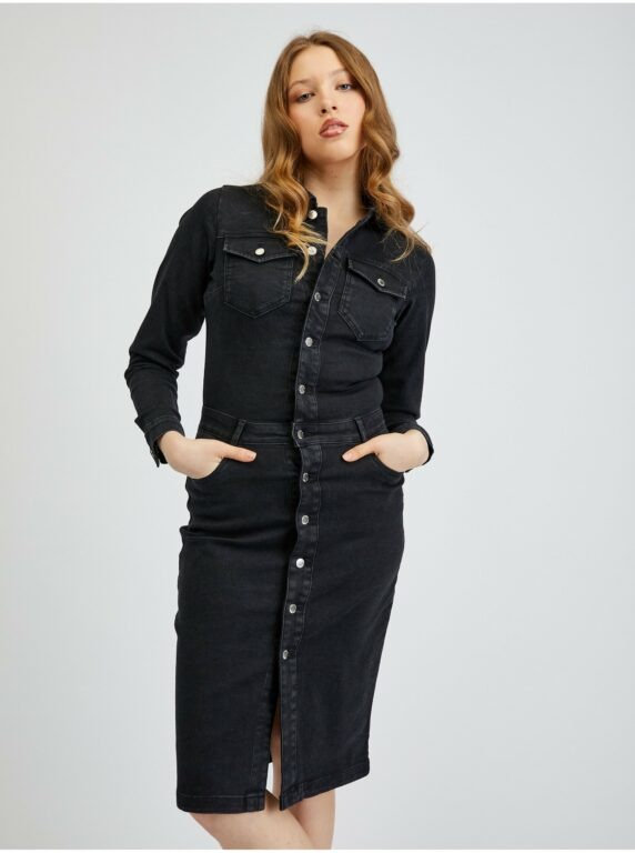 Orsay Černé dámské džínové šaty