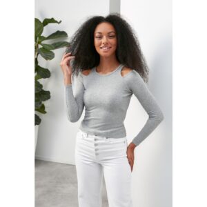 Trendyol Gray Cut Out Detailed Knitted