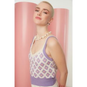 Trendyol Lilac Jacquard Knitwear