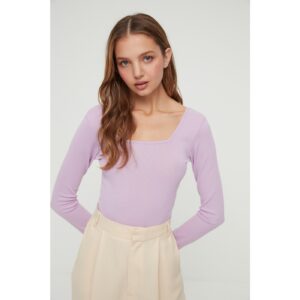 Trendyol Lilac Square Neck Snap Knitted