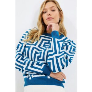 Trendyol Navy Blue Jacquard Knitwear